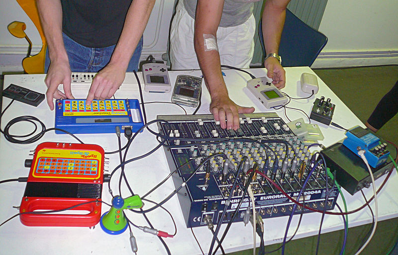 File:Humans! Live electronica feat. TI Talking Teacher, Speak & Spell, Game Boy, etc. (photo by Procsilas Moscas).jpg