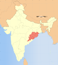 ஒரிசாவின் அமைவிடத்தைக் காட்டும் வரைபடம்