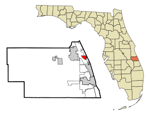 Indian River County Florida Incorporated and Unincorporated areas Orchid Highlighted.svg