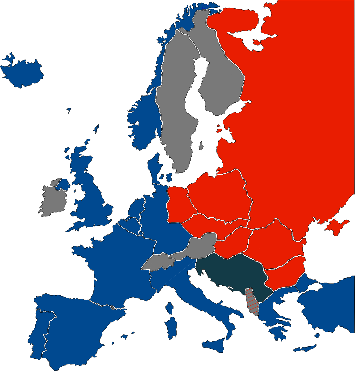 Страны нато в 1950 году. НАТО на карте 1989 год. НАТО И ОВД карта. НАТО 1949 карта.