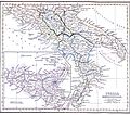 Zuid-Italië en Sicilië op een kaart uit 1849.