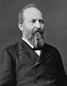 Portret van die 20ste Amerikaanse president James Garfield deur 'n onbekende fotograaf afgeneem, ca. 1870–1880.