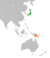 Location map for Japan and Papua New Guinea.