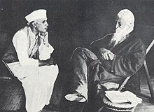 Nehru with Indian Nobel-prize-winning poet Rabindranath Tagore in 1936 Jawaharlal Nehru with Rabindranath Tagore,1936.jpg