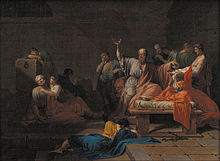 La Mort de Socrate de Pierre Peyron, 1787. 133,5 × 0,98 cm.