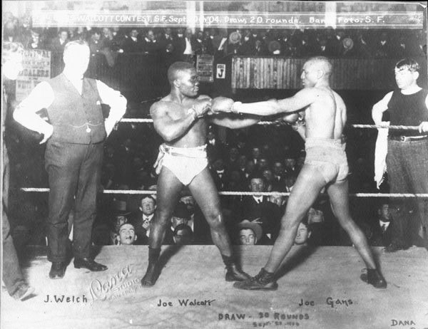 Walcott (left) with Joe Gans in 1904