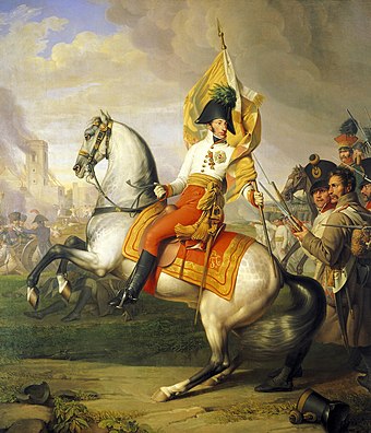 Victorious Archduke Charles of Austria during the Battle of Aspern-Essling (21–22 May 1809).
