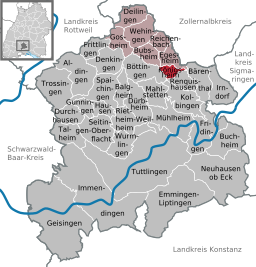 Läget för Königsheim i Landkreis Tuttlingen