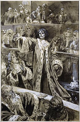 Человек, который смеется - Гуинплен в Палате Лордов, картина Жоржа Рошгросса