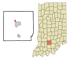 Lawrence County Indiana Incorporated and Unincorporated areas Oolitic Highlighted.svg