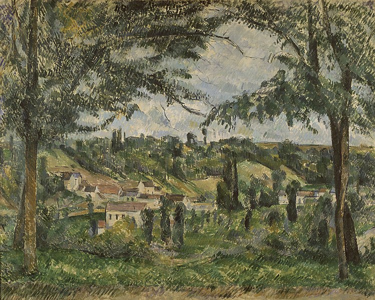 File:Le Hameau des Pâtis à Pontoise, encadré par des arbres, par Paul Cézanne, FWN 172.jpg