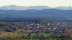 Leutkirch im Allgäu солтүстіктен көрінеді