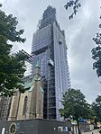 Pågående renovering av domkyrkotornet, augusti 2023.