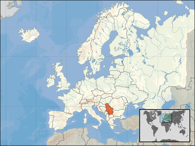 Location of Serbia in Europe, Kosovo included.png