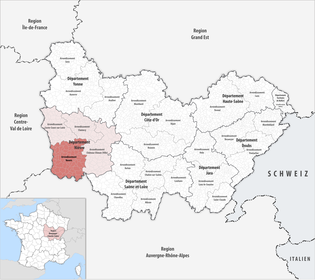 讷韦尔区在勃艮第-弗朗什-孔泰大区与涅夫勒省的位置