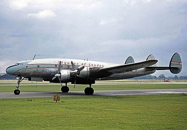 A Skyways of London L-749A at Manchester Ringway Airport on August 11, 1963.