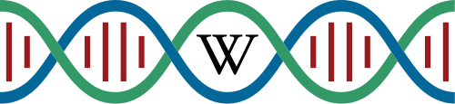 Логотип конкурсу European Science Photo Competition: стилізована спіраль ДНК у традиційних вікімедійних кольорах: червоний, зелений, синій