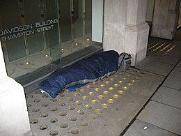 One of the rough sleepers of London. Southampton Street (a side street of the Strand, in the vicinity of Covent Garden). London, Covent garden.JPG