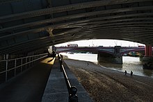 View from the Thames Path under the Blackfriars Railway Bridge London, under the Blackfriars Railway Bridge.jpg