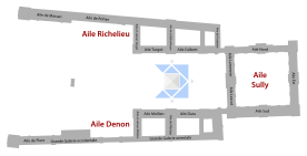 Plan of the Louvre showing the names and locations of the wings