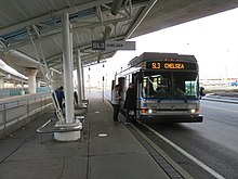 An SL3 bus at Airport station MBTA route SL3 bus at Airport Station, December 2018.JPG