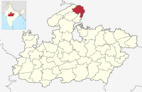मानचित्र जिसमें भिंड ज़िला Bhind district हाइलाइटेड है