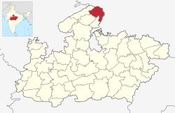 मध्यप्रदेश राज्यस्य मानचित्रे भिण्डमण्डलम्