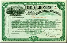 Share of the Mahoning Coal Railroad Company from the 1880s, unissued Mahoning Coal RR 188x.jpg
