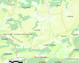 Mapa obce Auvare