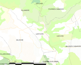 Mapa obce Lastours