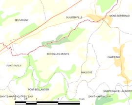 Mapa obce Bures-les-Monts