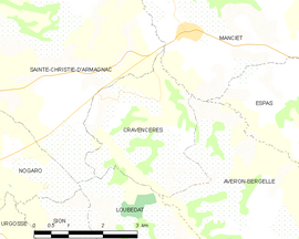 Mapa obce Cravencères