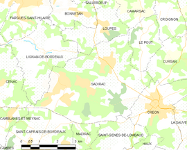 Mapa obce Sadirac