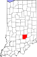 Harta statului Indiana indicând comitatul Bartholomew