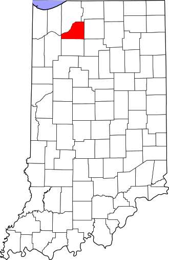 Location of Starke County in Indiana Map of Indiana highlighting Starke County.svg