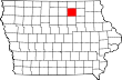 Harta statului Iowa indicând comitatul Floyd