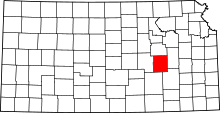 Harta e Chase County në Kansas