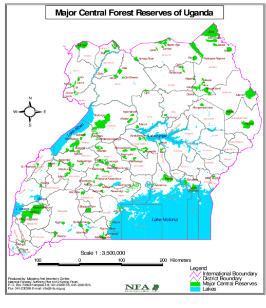 File:Map of Uganda showing the location of South Imaramagambo central forest reserve.png