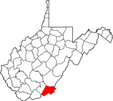 Map of West Virginia highlighting Monroe County.svg