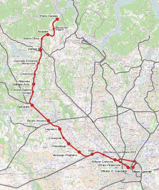 <span class="mw-page-title-main">Porto Ceresio–Milan railway</span> Railway line in Lombardy, Italy