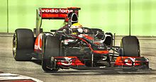 Lewis Hamilton was involved in an incident with Felipe Massa, disadvantaging both of their races. McLaren MP4-26 Lewis Hamilton Singapore 2011.jpg