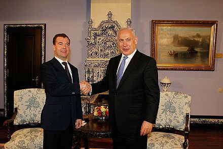 Netanyahu in a meeting with President Dmitry Medvedev in Russia, 24 March 2011