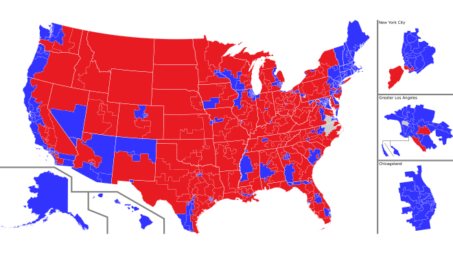 House composition by district at the end of the congress, January 3, 2023   Held by Democrats   Held by Republicans   Vacant