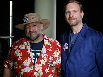 Michael S. Hart (left) and Gregory Newby (right) of Project Gutenberg, at Hackers on Planet Earth (HOPE) Conference, 2006.