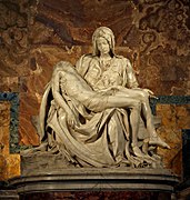 Ang likhang-sining ni Michelangelo na Pieta ay yari sa marmol