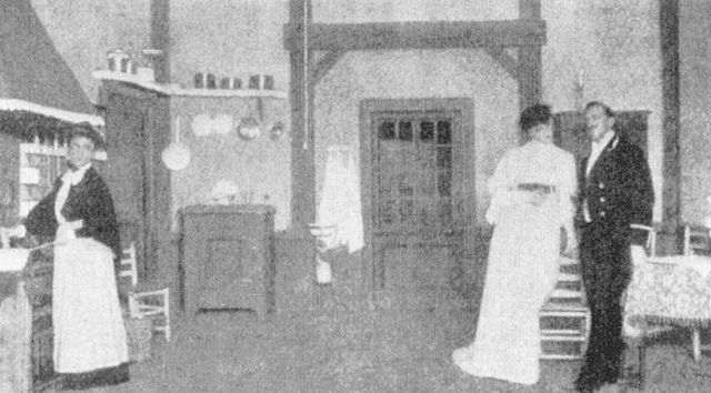 Photograph of the first production in Stockholm of August Strindberg's 1888 naturalistic play Miss Julie in November 1906, at The People's Theatre