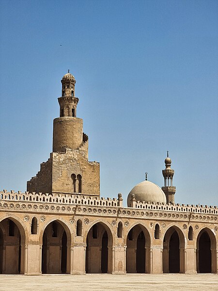 Image: Mosque of Ibn Tulun and spiral minaret of Mamluk Sultan Lajin, 1296, Cairo