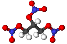 Kugel-Stab-Modell von Nitroglycerin