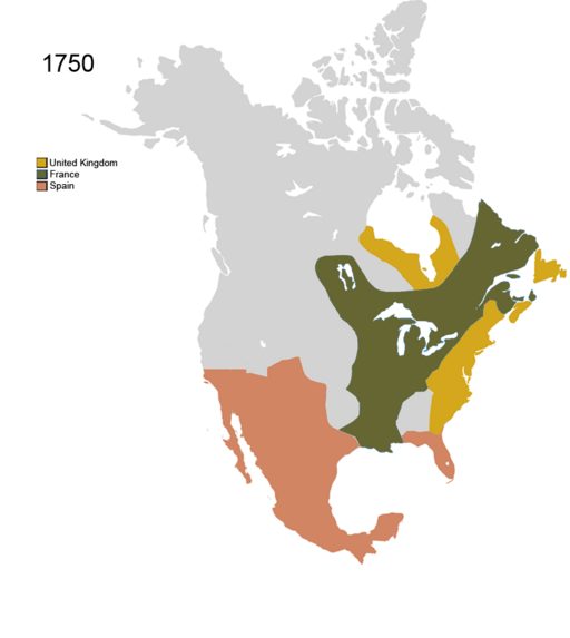 Non-Native American Nations Control over N America 1750