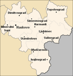 Obština Mineralni Bani na mapě